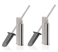 COSMIC Pack 2 Brosse WC Porte-Balayette Chrome Flat Silicon (Chrome, Brosse en Silicone - Lot de 2 unités)