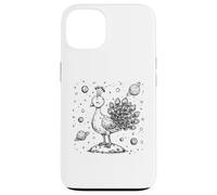 Cosmic Peacock Dreamer Céleste Space Oiseau Ligne Art Coque pour iPhone 13