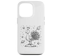 Cosmic Peacock Dreamer Céleste Space Oiseau Ligne Art Coque pour iPhone 13 Pro