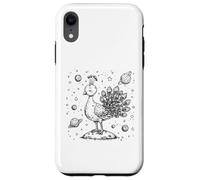 Cosmic Peacock Dreamer Céleste Space Oiseau Ligne Art Coque pour iPhone XR