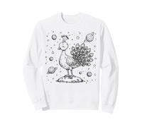 Cosmic Peacock Dreamer Céleste Space Oiseau Ligne Art Sweatshirt