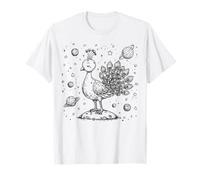 Cosmic Peacock Dreamer Céleste Space Oiseau Ligne Art T-Shirt