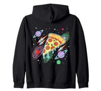 Cosmic Pizza Slice Galaxy Planets Rockets Funny Sweat à Capuche