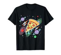 Cosmic Pizza Slice Galaxy Planets Rockets Funny T-Shirt