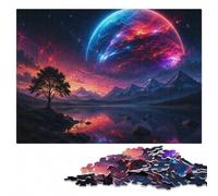Cosmic Planet Over Tree Silhouette Puzzle pour Adultes 300 pièces | Le tri par couleurs et formes - un montage clair zone par zone pendant une soirée calme.