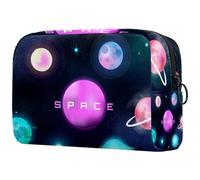 Cosmic Planets Rocket and Galaxy Stars Trousse à cosmétiques pour femme, trousse de toilette de voyage, grande pochette de maquillage pratique avec fermeture éclair, multicolore,