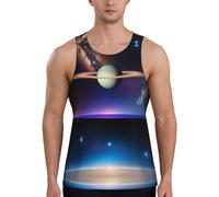 Cosmic Saturn Débardeur de sport pour homme à séchage rapide, coupe ample, sans manches, pour la course à pied et l'entraînement, Noir , 3XL