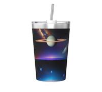 Cosmic Saturn Gobelet isotherme en paille conique à motif Saturne, parfait pour une utilisation en salle de sport ou à emporter avec vous