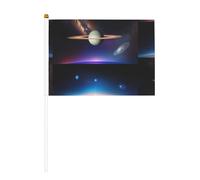 Cosmic Saturne Drapeau à main 6 pièces imprimé double face 14 x 20,8 cm, adapté pour les activités d'équipe encourageant