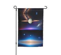 Cosmic Saturne Drapeau de jardin double face 30,5 x 45,7 cm - Décoration extérieure - Impression intégrale résistante à la décoloration - Bannière décorative saisonnière pour terrasse, pelouse
