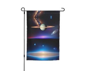 Cosmic Saturne Drapeau de jardin double face 30,5 x 45,7 cm - Décoration extérieure - Impression intégrale résistante à la décoloration - Bannière décorative saisonnière pour terrasse, pelouse
