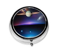 Cosmic Saturne Pilulier rond portable à 3 compartiments dans la poche de votre sac à main