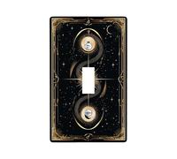 Cosmic Serpent Plaque de protection pour interrupteur Motif céleste noir et doré pour décoration d'intérieur, plaques murales thermoplastiques Taille standard