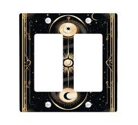 Cosmic Serpent Plaque de protection pour interrupteur Motif céleste noir et doré pour décoration d'intérieur, plaques murales thermoplastiques Taille standard Double bascule