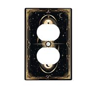 Cosmic Serpent Plaque de protection pour interrupteur Motif céleste noir et doré pour décoration d'intérieur, plaques murales thermoplastiques, prise duplex simple de taille standard