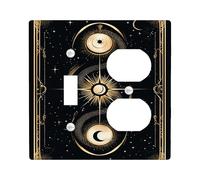 Cosmic Serpent Plaque d'interrupteur/couvercles de prise, motif céleste noir et doré pour décoration d'intérieur, plaques murales thermoplastiques, taille standard à bascule duplex