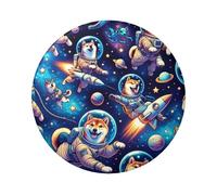 Cosmic-Shiba-Journey Lot de 5 boutons ronds laminés avec finition brillante et fermeture éclair sécurisée 6 cm