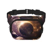 Cosmic Shining Planet Unisexe Taille Réglable Carré Double Couche Ceinture Sac pour Activités de Plein Air Voyage Course Randonnée, Noir , Taille unique