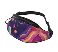 Cosmic Space Sac à bandoulière imprimé tendance Planet Star Unisexe Sac banane coloré Système solaire réglable Taille réglable Sac banane pour cyclistes - Sac facile d'accès pour clés, cartes et gels