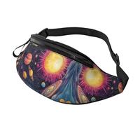 Cosmic Space Sac banane à taille réglable Motif système solaire coloré Sac à bandoulière imprimé tendance Planet Star Unisexe Sac banane cyclistes - Sac facile d'accès pour clés, cartes et gels