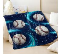 Cosmic Style Couverture en flanelle imprimée super douce Motif baseball dessin animé 01,75 x 100 cm