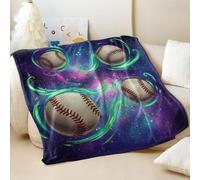 Cosmic Style Couverture en flanelle imprimée super douce Motif baseball dessin animé 03,75 x 100 cm