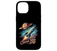 Cosmic Vibes Only Retro Space Rocket Planet Galaxy Aesthetic Coque pour iPhone 14