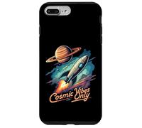 Cosmic Vibes Only Retro Space Rocket Planet Galaxy Aesthetic Coque pour iPhone 7 Plus/8 Plus