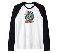 Cosmic Vibes Only Retro Space Rocket Planet Galaxy Aesthetic Manche Raglan