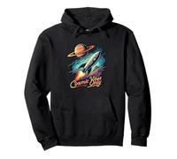 Cosmic Vibes Only Retro Space Rocket Planet Galaxy Aesthetic Sweat à Capuche
