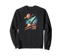 Cosmic Vibes Only Retro Space Rocket Planet Galaxy Aesthetic Sweatshirt