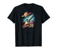 Cosmic Vibes Only Retro Space Rocket Planet Galaxy Aesthetic T-Shirt