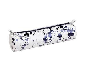 COSMICUIR CUIR Lisse Trousse ronde Ø5,5x22 cm Bleu foncé