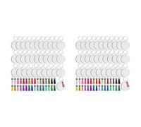 Cosmin 256 Pièces Séries Sublimation Porte-Clés ébauches Ensemble Porte-Clés Sublimation ébauches Transfert de Chaleur Porte-Clés Glands MDF Blanc-Rond