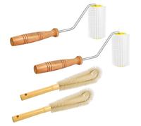 Cosmin 4 Pièces Extracteur de Miel Outil de Rouleau D'Aiguille de Décapsulage avec Manche en Bois pour Apiculteur, Extracteur de Miel Spinner Durable Facile à Installer Facile à Utiliser