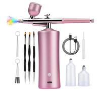 Cosmin Kit AéRographe avec Compresseur, AéRographe 20-30 PSI avec Buse de 0,3 mm pour Peinture, Tatouage, Nail Art, Coloration de ModèLes, Rose