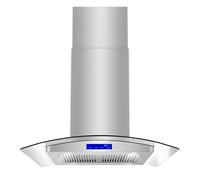 COSMO 668ICS750 Hotte d'aspiration pour montage sur îlot avec 380 CFM, commandes Soft Touch, filtre permanent, éclairage LED, visière en verre trempé en acier inoxydable