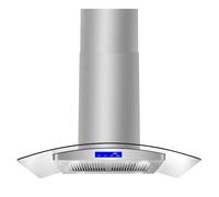 COSMO 668ICS900 Hotte aspirante, 36", 380CFM, 3 vitesses, tuyaux, filtre permanent, commande Soft Touch, éclairage LED, abat-jour en verre incurvé en acier inoxydable