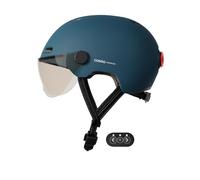 Cosmo Connected - Cosmo Fusion - Casque Intelligent Vélo et Trottinette avec Visière, Taille Adulte - Clignotants, Feu de Freinage Automatique, Partage de Trajet, Détection de Chute - Bleu Mat