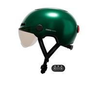 Cosmo Connected - Cosmo Fusion - Casque Intelligent Vélo et Trottinette avec Visière, Taille Adulte - Clignotants, Feu de Freinage Automatique, Partage de Trajet, Détection de Chute - Vert