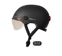 Cosmo Connected - Cosmo Fusion - Casque Intelligent Vélo et Trottinette avec Visière, Taille Adulte - Clignotants, Feu de Freinage Automatique, Partage de Trajet, Détection de Chute - Noir Mat
