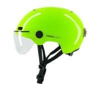 Cosmo Fusion+ Taille M, Jaune Fluo - Casque avec éclairage Vélo Arrière Intelligent et Connecté - Feu Stop Automatique, Détection de Chute, Partage de trajet, Assurance Individuelle ALLIANZ offerte du