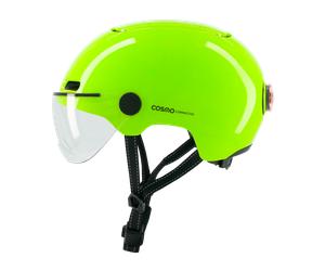 Cosmo Fusion+ Taille M, Jaune Fluo - Casque avec éclairage Vélo Arrière Intelligent et Connecté - Feu Stop Automatique, Détection de Chute, Partage de trajet, Assurance Individuelle ALLIANZ offerte du