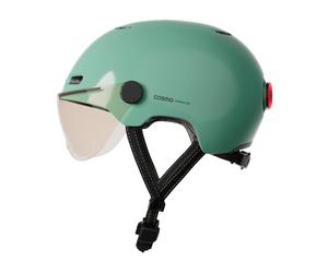Cosmo Fusion+ Taille M, Sauge- Casque avec éclairage Vélo Arrière Intelligent et Connecté - Assurance Individuelle ALLIANZ offerte durant 1 an