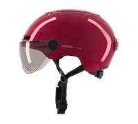 Cosmo Fusion+ Taille S, Bordeaux Brillant - Casque avec éclairage Vélo Arrière Intelligent et Connecté - Assurance Individuelle ALLIANZ offerte durant 1 an