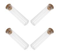 COSMOBETTY 4 Pièces Boîte Souvenir en Verre Transparent 70ml avec Couvercle en Bambou pour Poils et Moustaches de Chat, Préservation de Mémoire Élégante pour Commémoration Animale