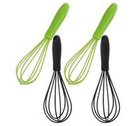 COSMOBETTY 4 Pièces Cuisine Mini et Portable en Acier Inoxydable et Silicone, Batteur à Œufs Multifonction Cuisson Mélange Rapide