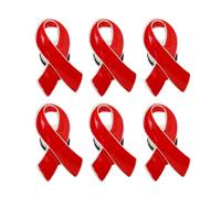 COSMOBETTY Broches Ruban Rouge Lot de 6, Épingles en Métal avec Logo de Prévention VIH, Accessoires pour Femmes de Sensibilisation au Sida