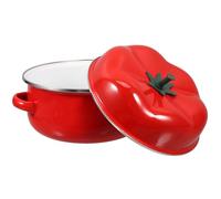 COSMOBETTY Casserole à Induction en Émail Rouge avec Couvercle, Marmite avec Couvercle, Résistante aux Résidus Alimentaires, Diffusion Uniforme Chaleur, 20cm, pour Soupes et Ragoûts, Repas
