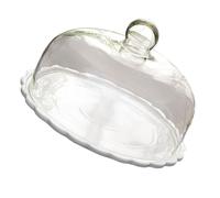 COSMOBETTY Dôme à Dessert en Verre Blanc Couvercle Protecteur Anti-poussière, Facile à Nettoyer, pour Pâtisseries et Fêtes de Dégustation de Vin